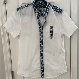 Versace Jeans Collection White Shirt with Blue Accents